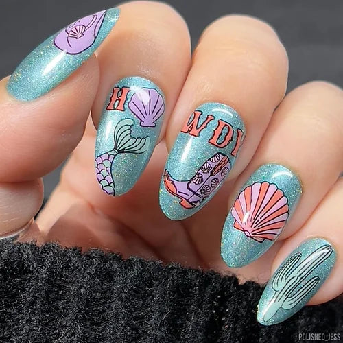 Coastal Cowgirl (BS-01) Steel Nail Art Stamping Plate