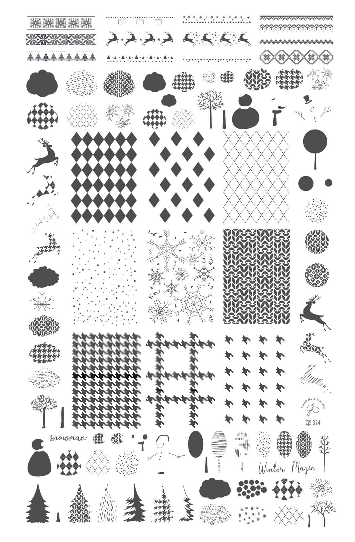 Patterned Winter (CjS-324) Steel Nail Art Layered Stamping Plate