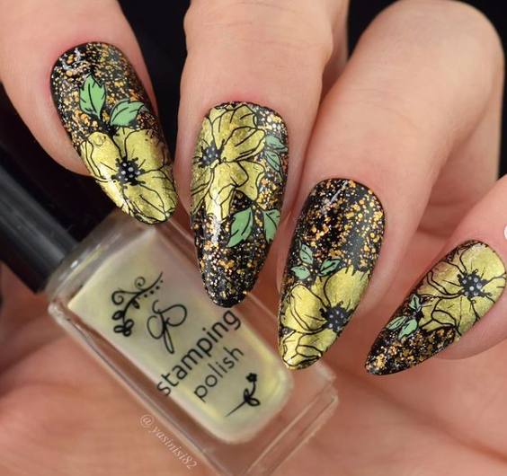 Watercolor Floral Cascade (CJS-337) Steel Nail Art Layered Stamping Plate
