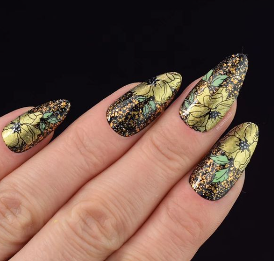 Watercolor Floral Cascade (CJS-337) Steel Nail Art Layered Stamping Plate