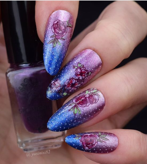 Watercolor Floral Cascade (CJS-337) Steel Nail Art Layered Stamping Plate