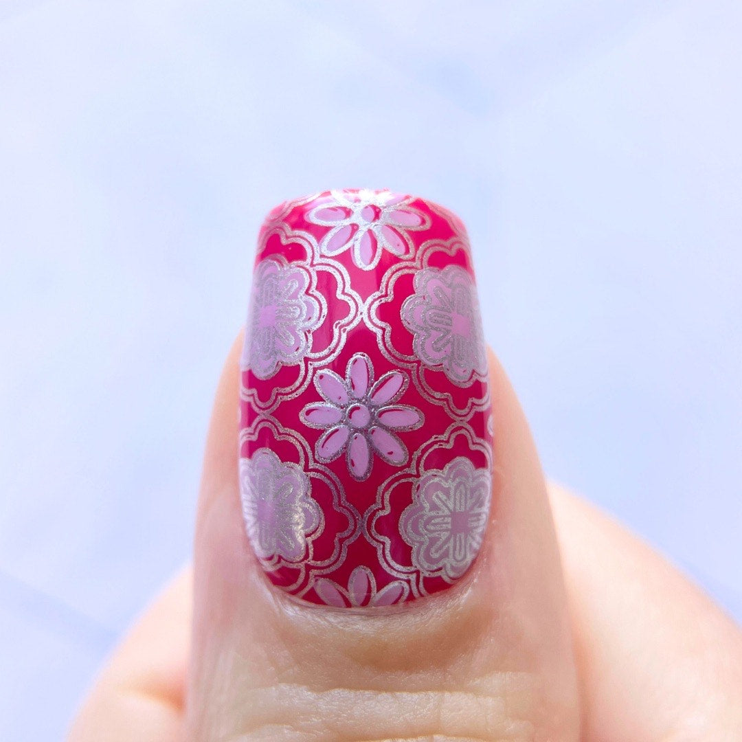 Full Nail Fab - Floral Baroque Geo (CJS-339) Steel Nail Art Layered Stamping Plate