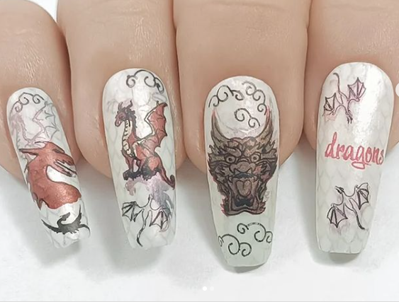 Dragon Love (CjS-347) Steel Nail Art Layered Stamping Plate
