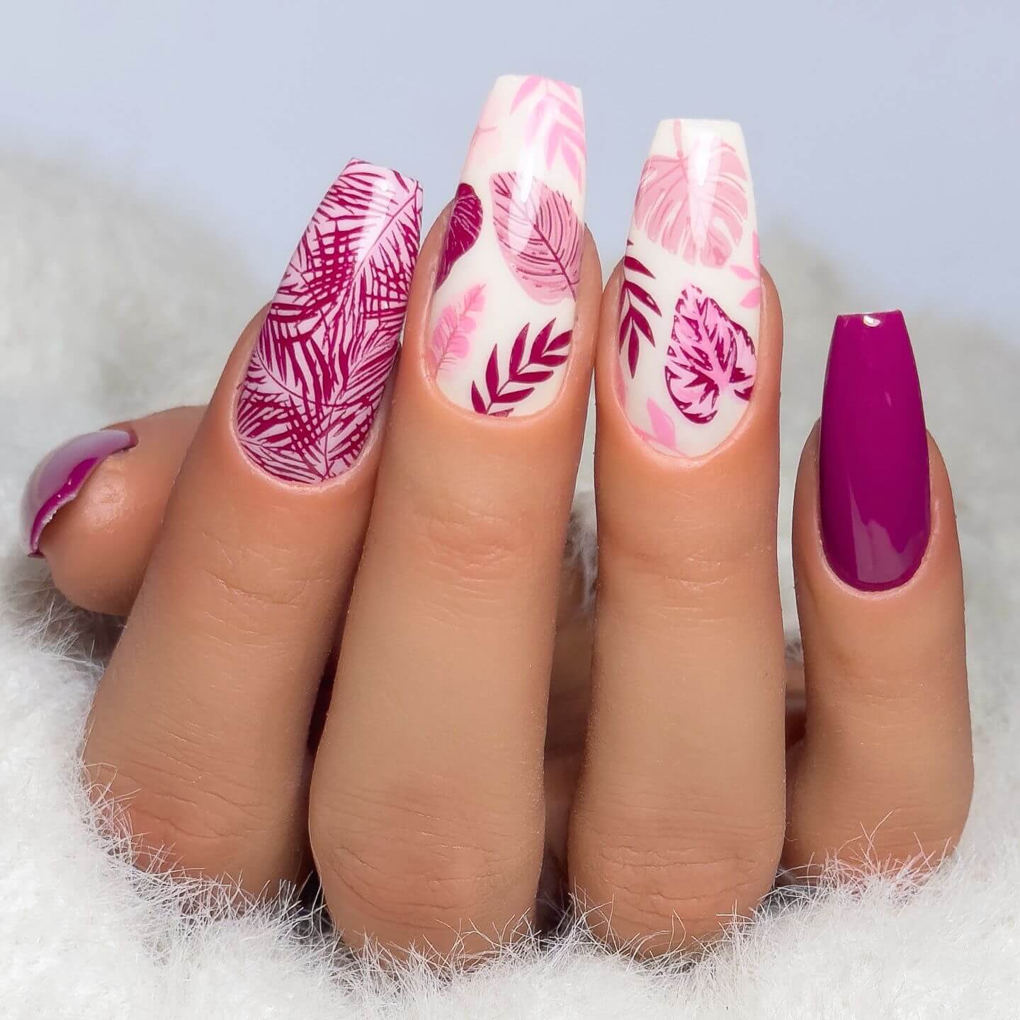 Tropical Leaves (CjS-358) Steel Nail Art Layered Stamping Plate