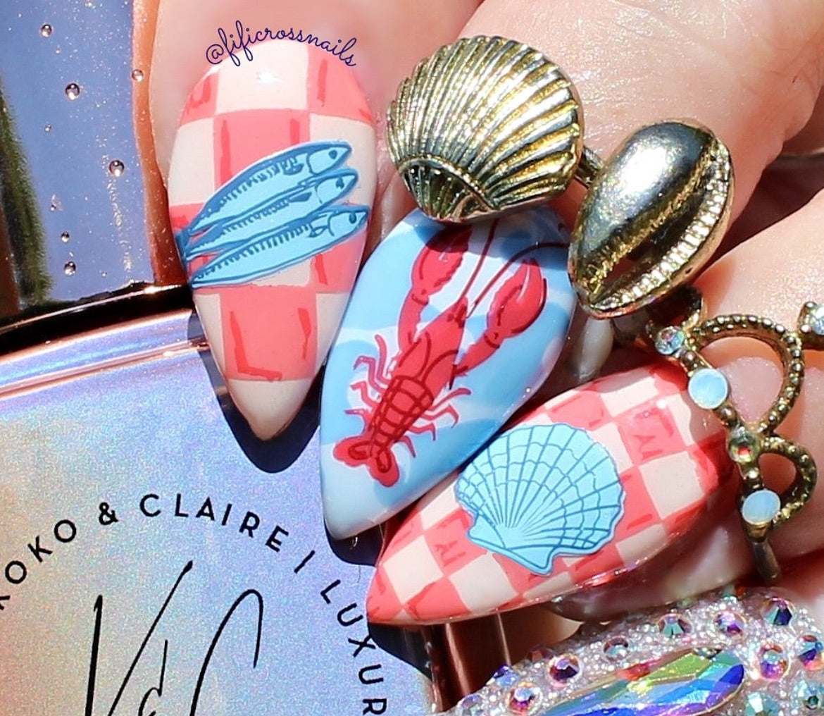 Catch Me by the Sea (CjS-380) Steel Nail Art Layered Stamping Plate