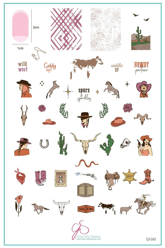 Howdy Partner (CjS-360) Steel Nail Art Layered Stamping Plate