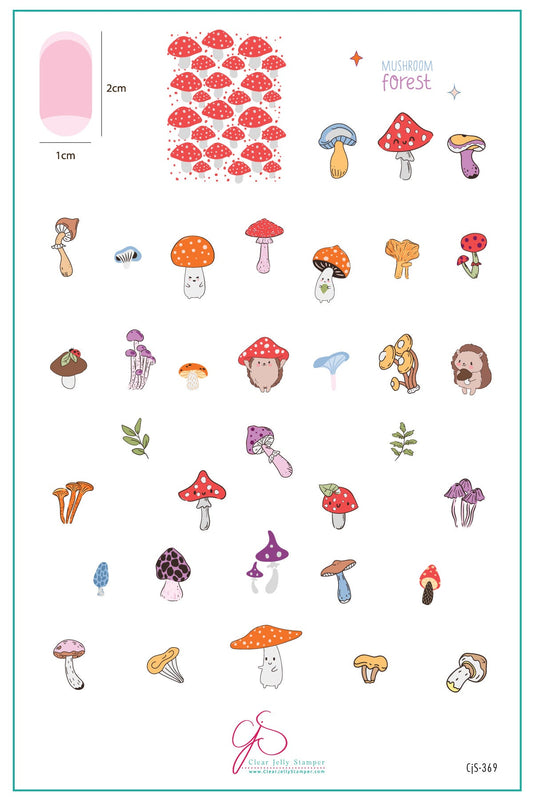 Mushroom Forest (CjS-369) Steel Nail Art Layered Stamping Plate