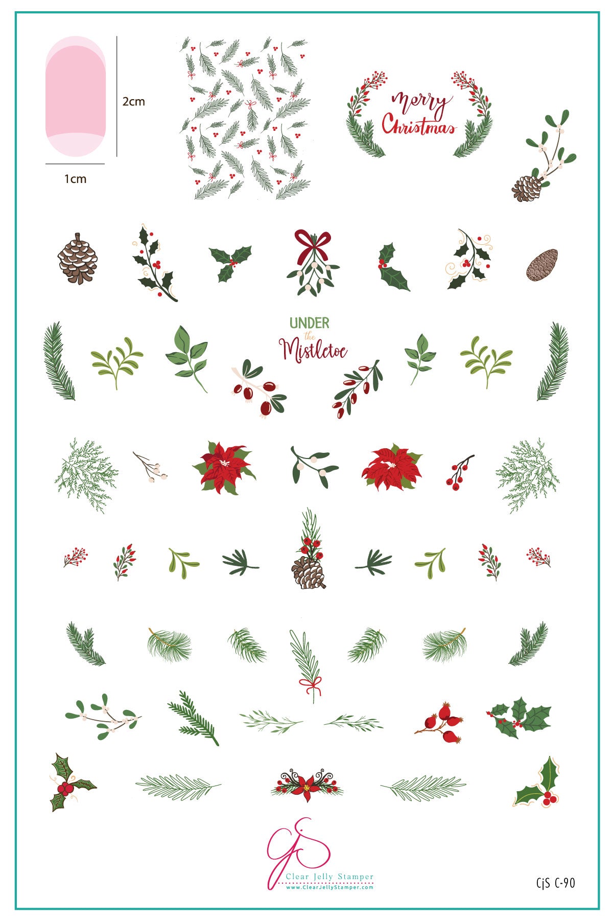 Merry Mistletoe Moments (CjSC-90) Steel Nail Art Layered Stamping Plate