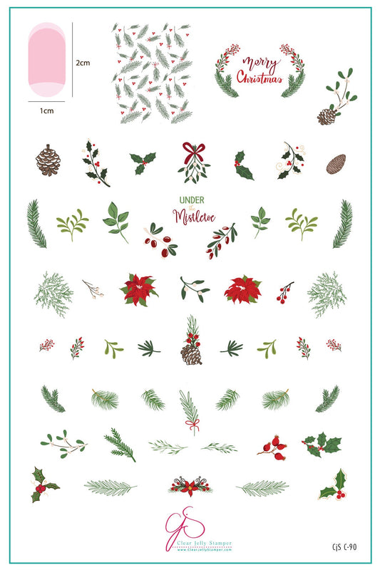 Merry Mistletoe Moments (CjSC-90) Steel Nail Art Layered Stamping Plate