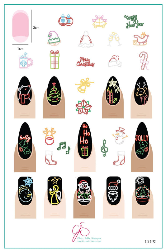 Neon Christmas (CjSC-92) Steel Nail Art Layered Stamping Plate