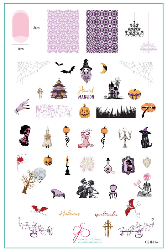 Spooktacular (CjSH-116) Steel Nail Art Layered Stamping Plate