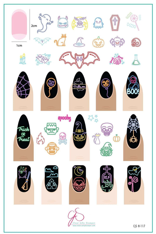 Neon Nightmares (CjSH-117) Steel Nail Art Layered Stamping Plate