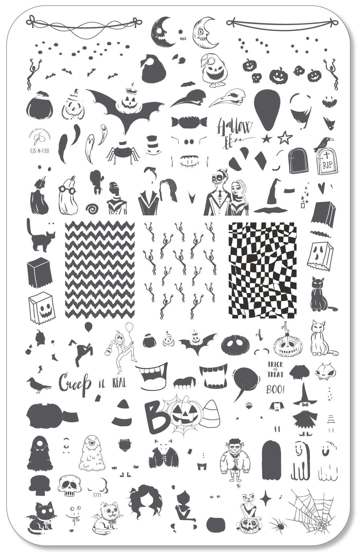 Creep it Real (CjSH-120) Steel Nail Art Layered Stamping Plate