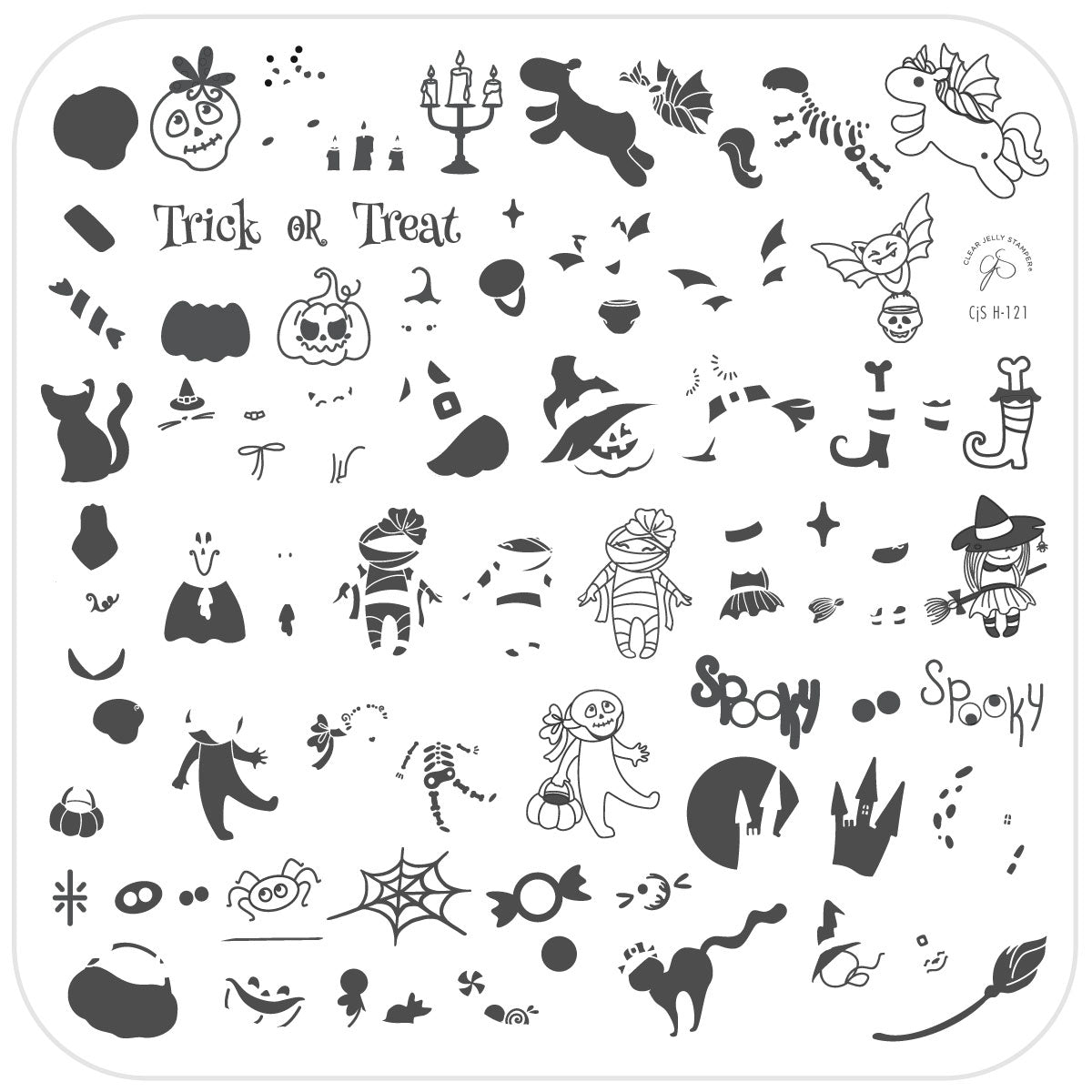 Ghoulish Giggles (CjSH-121) Steel Nail Art Layered Stamping Plate