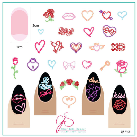 Neon Love (CjSV-56) Steel Nail Art Layered Stamping Plate