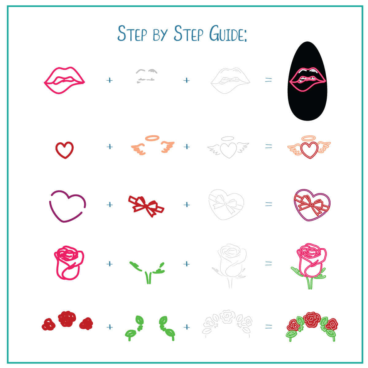 Neon Love (CjSV-56) Steel Nail Art Layered Stamping Plate