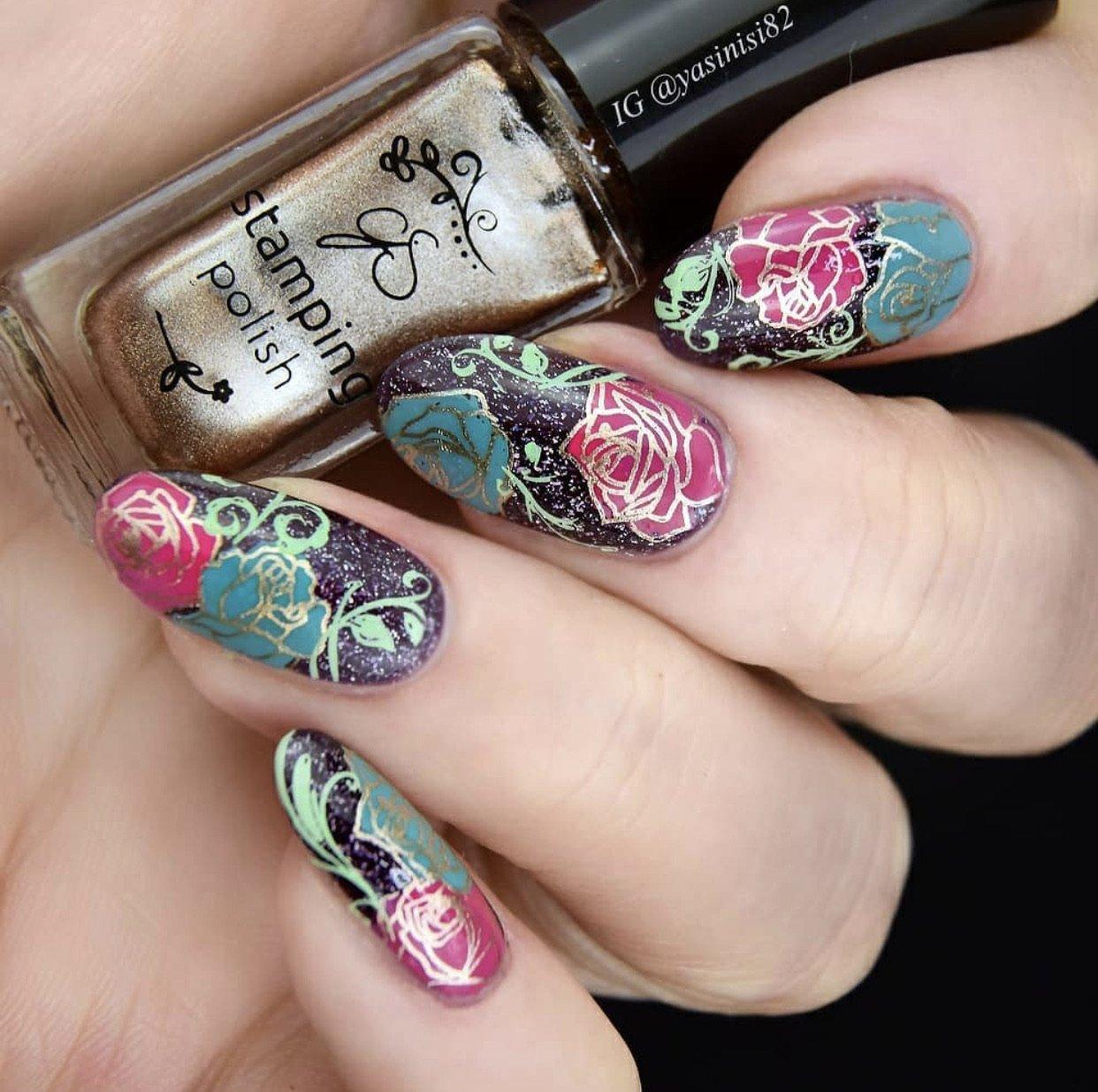 All is Rose-y (CjS-92) Steel Nail Art Layered Stamping Plate